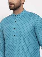 Thumbnail for Jompers Men Sky Blue Printed Kurta Only - Distacart