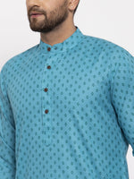 Thumbnail for Jompers Men Sky Blue Printed Kurta with Pyjamas - Distacart