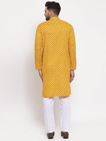 Thumbnail for Jompers Men Yellow Printed Kurta with Pyjamas - Distacart