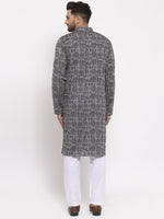 Thumbnail for Jompers Men Grey Printed Straight Kurta - Distacart