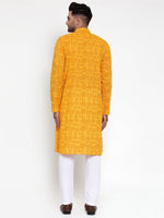Thumbnail for Jompers Men Mustard Printed Straight Kurta - Distacart