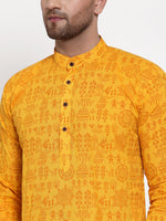 Thumbnail for Jompers Men Mustard Printed Straight Kurta - Distacart