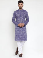 Thumbnail for Jompers Men Purple Printed Straight Kurta - Distacart