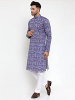 Thumbnail for Jompers Men Purple Printed Straight Kurta - Distacart
