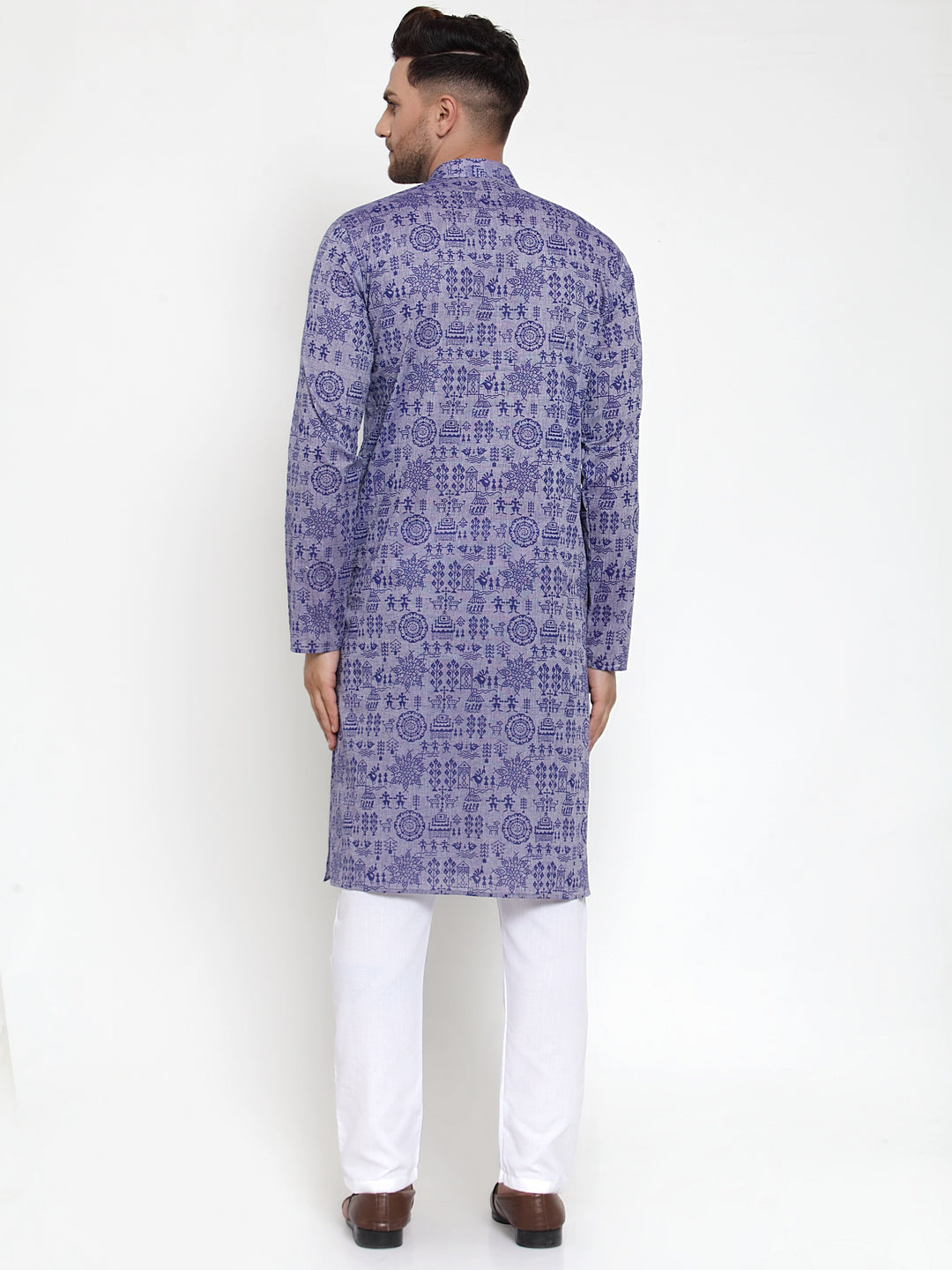 Jompers Men Purple Printed Straight Kurta - Distacart