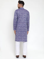Thumbnail for Jompers Men Purple Printed Straight Kurta - Distacart