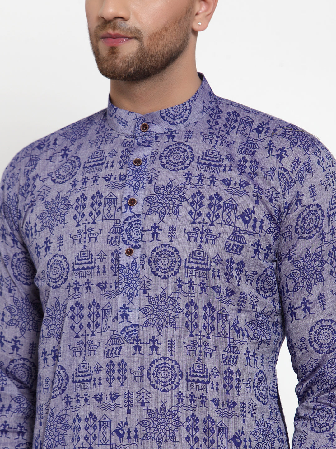 Jompers Men Purple Printed Straight Kurta - Distacart