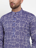 Thumbnail for Jompers Men Purple Printed Straight Kurta - Distacart