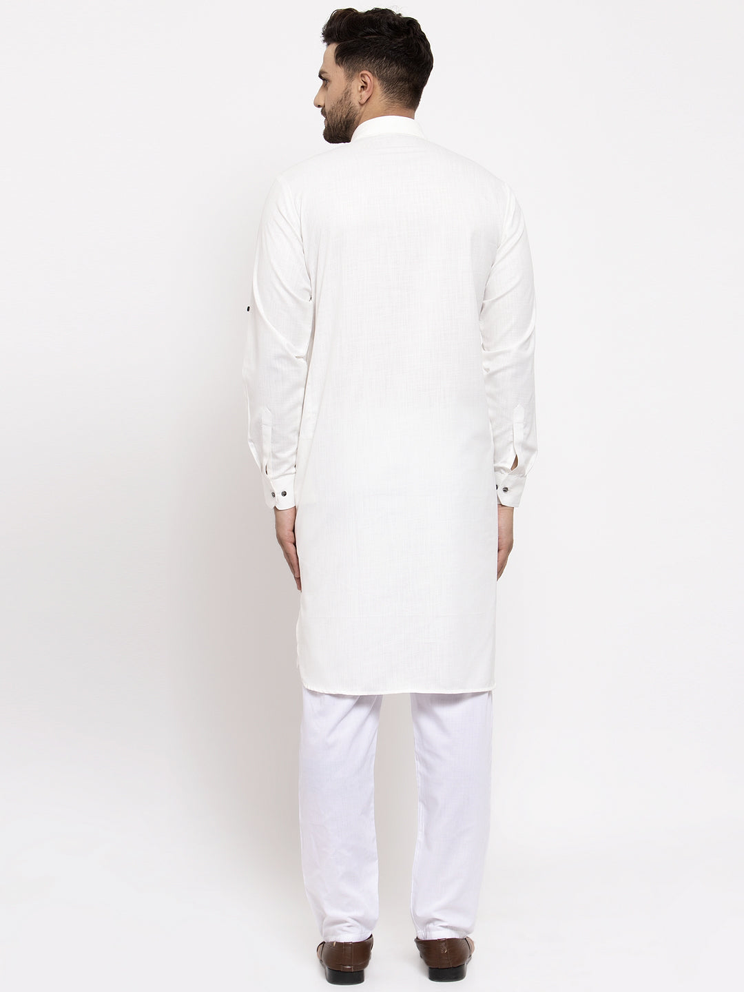 Jompers Men Off-White Solid Kurta with Pyjamas - Distacart