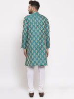 Thumbnail for Jompers Men Green Jacquard Kurta with Churidar - Distacart