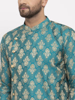 Thumbnail for Jompers Men Green Jacquard Kurta with Churidar - Distacart