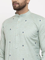 Thumbnail for Jompers Men's Beautiful Green Printed Cotton Kurta Payjama Sets