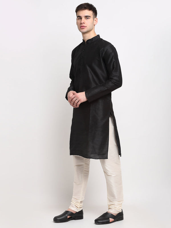 Black Kurta Payjama Dhupion Silk main image 0