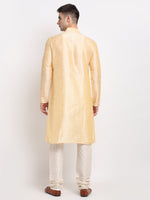 Thumbnail for Jompers Men's Golden Solid Dupion Silk Kurta Only
