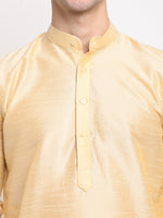 Thumbnail for Jompers Men's Golden Solid Dupion Silk Kurta Only