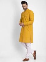 Thumbnail for Jompers Men Mustard Embroidered Kurta with Pyjamas - Distacart