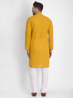 Thumbnail for Jompers Men Mustard Embroidered Kurta with Pyjamas - Distacart