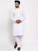 Thumbnail for Jompers Men White Embroidered Kurta with Pyjamas - Distacart