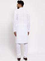 Thumbnail for Jompers Men White Embroidered Kurta with Pyjamas - Distacart