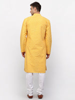 Thumbnail for Jompers Men Mustard Chikankari Kurta with Churidar - Distacart