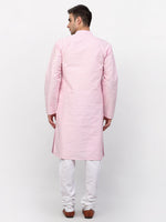 Thumbnail for Jompers Men Pink Chikankari Kurta with Churidar - Distacart