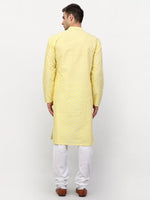 Thumbnail for Jompers Men Yellow Chikankari Kurta with Churidar - Distacart
