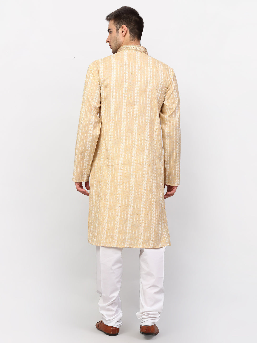 Jompers Men's Beige Woven Kurta Pajama