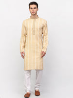 Thumbnail for Jompers Men's Beige Woven Kurta Pajama