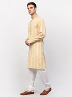 Thumbnail for Jompers Men's Beige Woven Kurta Pajama
