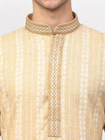 Thumbnail for Jompers Men's Beige Woven Kurta Pajama