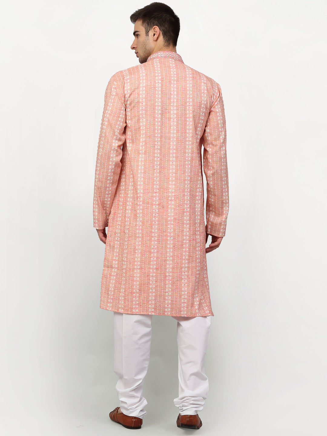 Jompers Men's Pink Woven Kurta Pajama