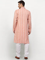 Thumbnail for Jompers Men's Pink Woven Kurta Pajama