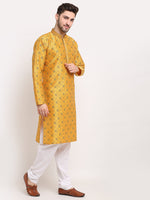 Thumbnail for Jompers Men's Mustard Woven Kurta Payjama Sets
