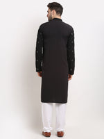 Thumbnail for Jompers Men's Black Printed Mirror Kurta Only