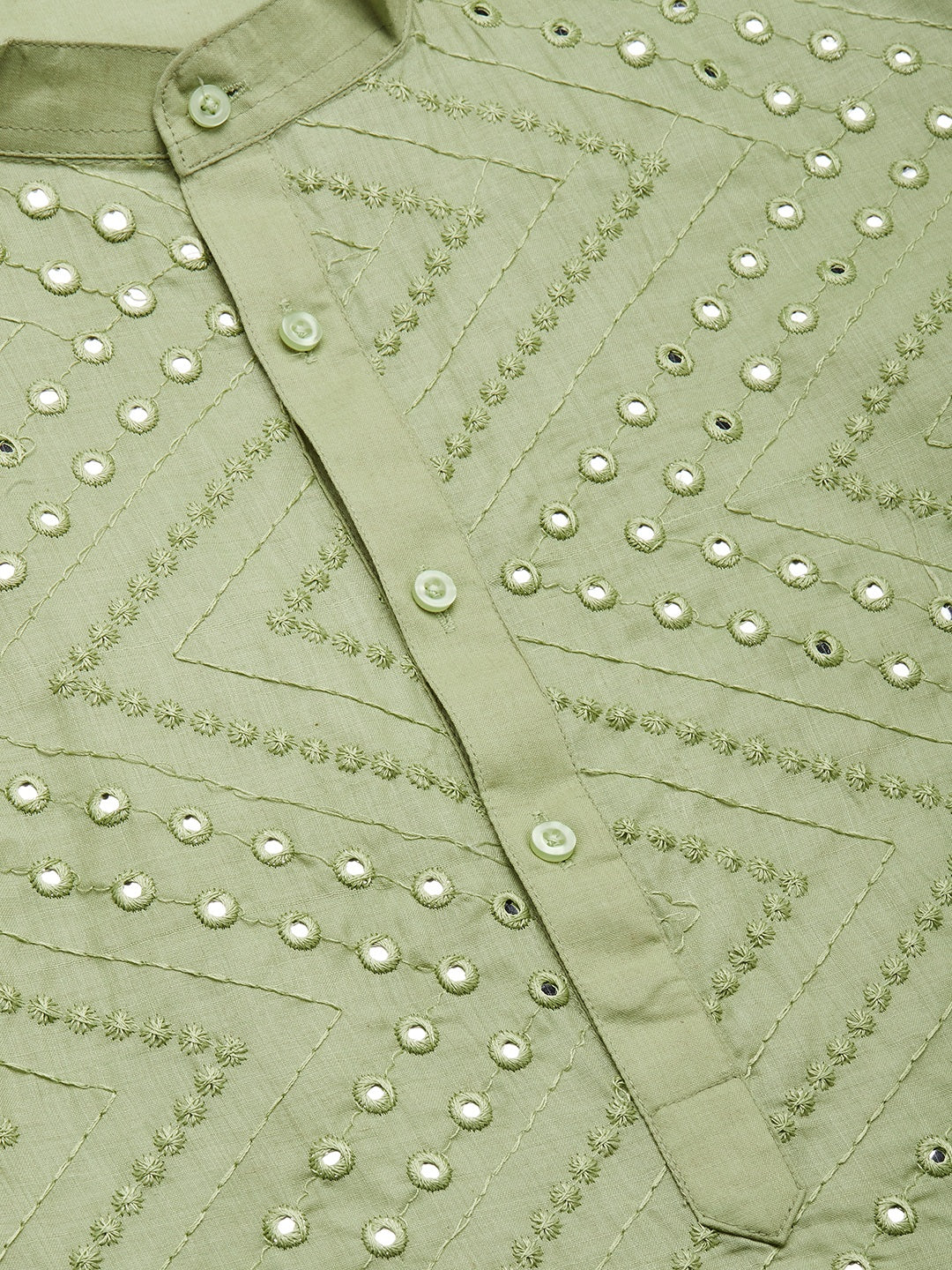 Jompers Men's Pista Embroidered Mirror Work Kurta Pyjama