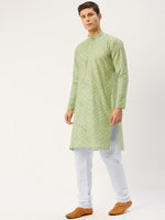 Thumbnail for Jompers Men's Pista Embroidered Mirror Work Kurta Pyjama