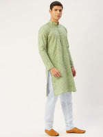 Thumbnail for Jompers Men's Pista Embroidered Mirror Work Kurta Pyjama
