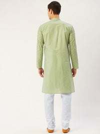 Thumbnail for Jompers Men's Pista Embroidered Mirror Work Kurta Only