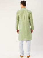 Thumbnail for Jompers Men's Pista Embroidered Mirror Work Kurta Pyjama