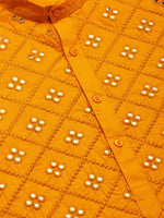 Thumbnail for Jompers Men's Yellow Embroidered Mirror Work Kurta Only