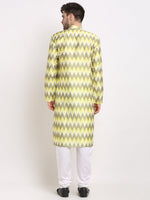 Thumbnail for Jompers Men's Multi-Olive Dupion Ikkat Kurta Only