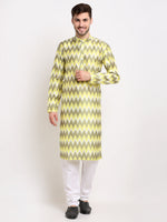 Thumbnail for Jompers Men's Multi-Olive Dupion Ikkat Kurta Only