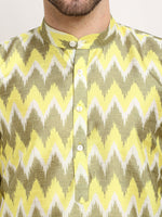 Thumbnail for Jompers Men's Multi-Olive Dupion Ikkat Kurta Only