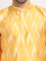 Thumbnail for Jompers Men's Mustard Dupion Ikkat Kurta Only