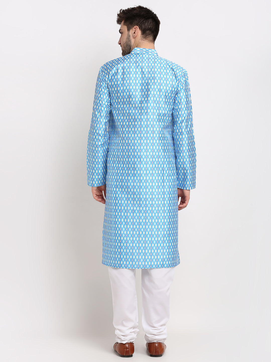 Jompers Men's Sky Dupion Ikkat Kurta Payjama Sets