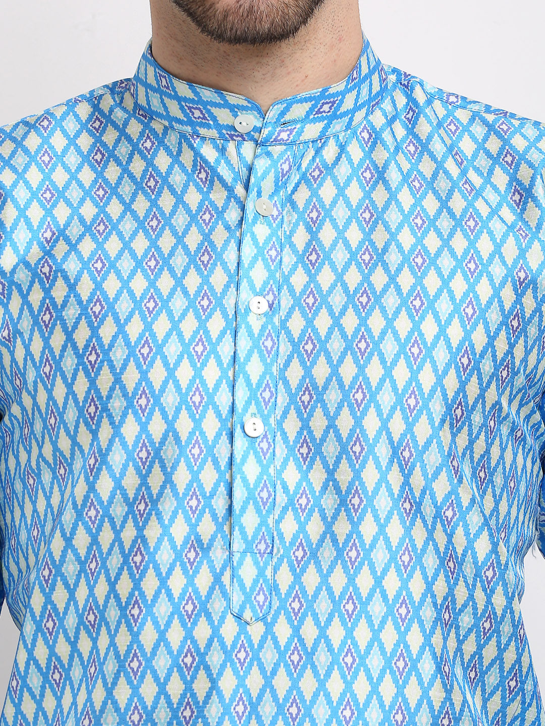 Jompers Men's Sky Dupion Ikkat Kurta Only