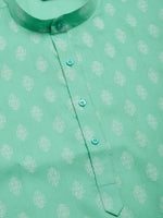Thumbnail for Jompers Men's Green Cotton Floral Printed kurta Pyjama Set