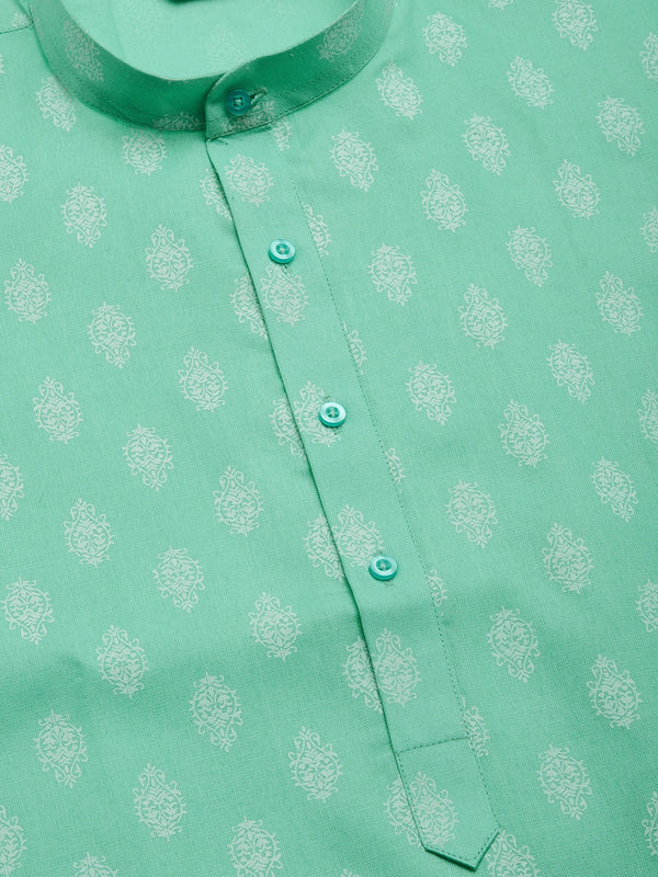 Jompers Men's Green Cotton Floral Printed kurta Pyjama Set