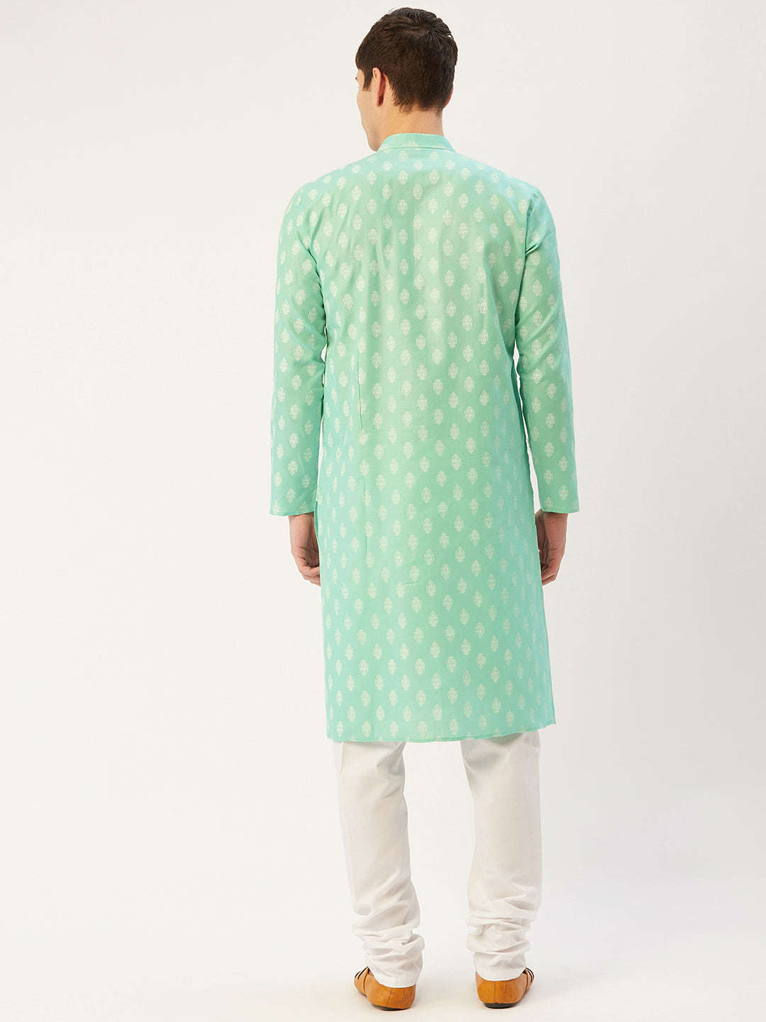 Jompers Men's Green Cotton Floral Printed kurta Pyjama Set