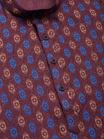 Thumbnail for Jompers Men's Maroon Cotton Ikat printed kurta Only